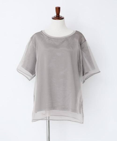 n'OrLABEL(ノアールレーベル)の「オーガンジーレイヤードトップス(Tシャツ/カットソー・レディース・グレー/オフホワイト・2/1)」の17枚目の写真