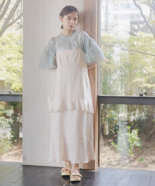 mysty woman（ミスティウーマン）の「ティアードフリルキャミワンピース　121025（ワンピース・レディース・ブラック/ブルー/ホワイト系その他・FREE）」の4枚目の写真