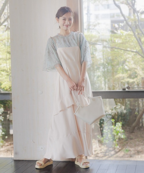 mysty woman（ミスティウーマン）の「ティアードフリルキャミワンピース　121025（ワンピース・レディース・ブラック/ブルー/ホワイト系その他・FREE）」の5枚目の写真