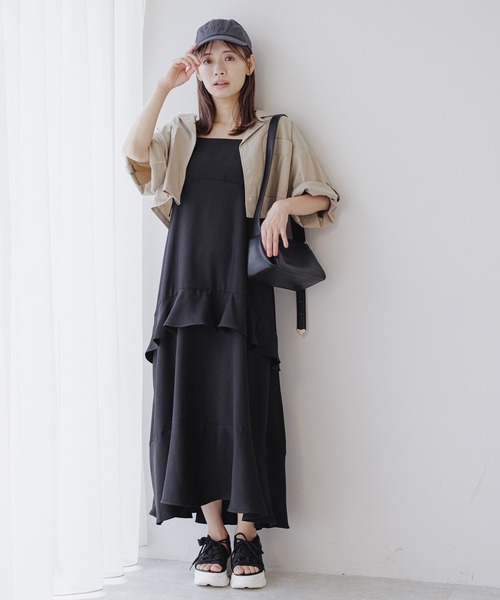 mysty woman（ミスティウーマン）の「ティアードフリルキャミワンピース　121025（ワンピース・レディース・ブラック/ブルー/ホワイト系その他・FREE）」の6枚目の写真