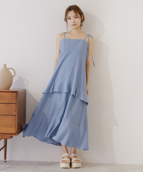 mysty woman（ミスティウーマン）の「ティアードフリルキャミワンピース　121025（ワンピース・レディース・ブラック/ブルー/ホワイト系その他・FREE）」の10枚目の写真