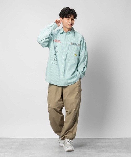 ストライププリントシャツ What it isNt）ART BY MARKGONZALES（ワットイットイズント）の