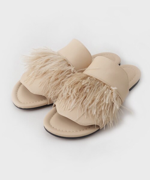 GALLEST（ギャレスト）の「◆【quartierglam】オーストリッチファーミュール（サンダル・レディース・ブラック/ナチュラル・40/30）」の3枚目の写真