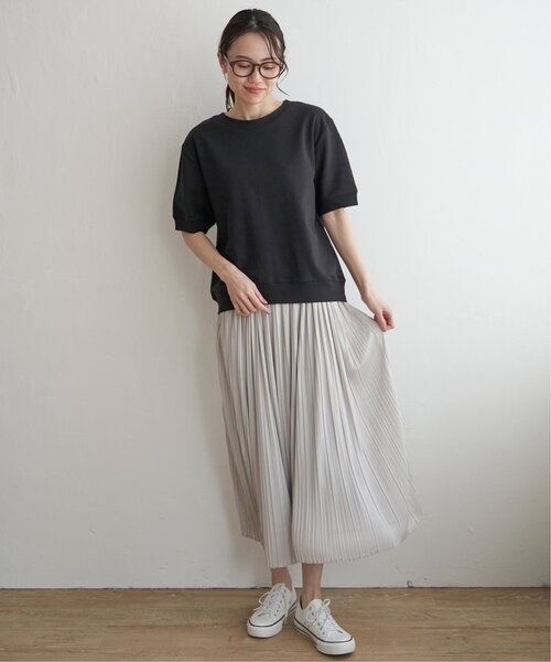 ikka（イッカ）の「【2点セット】パフスリプルオーバー・プリーツスカートセット（ワンピース・レディース・ブラック/グレー/オフホワイト・M/L/S）」の9枚目の写真