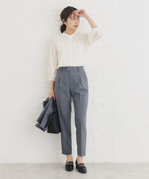 index（インデックス）の「◆セットアップ対応 ストレッチテーパードパンツ【洗濯機洗い可/防シワ/接触冷感】（その他パンツ・レディース・ブラック/チャコールグレー/ナチュラル・36/38/40/42）」の6枚目の写真
