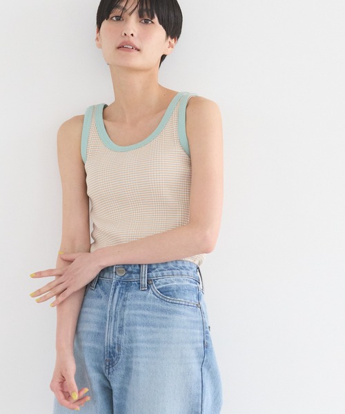AMERICAN HOLIC（アメリカンホリック）の「針抜きテレコボーダータンクトップ（インナーウェア/肌着・レディース・オレンジ/イエロー/ブルー・M/L）」の3枚目の写真
