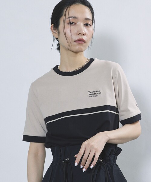 Firsthand(ファーストハンド)の「Firsthand/ファーストハンド オーガニックコットンリンガーカラーブロックTシャツ(Tシャツ/カットソー・レディース・ブラック/グレー/ネイビー・FREE)」の2枚目の写真