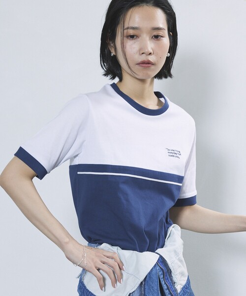 Firsthand(ファーストハンド)の「Firsthand/ファーストハンド オーガニックコットンリンガーカラーブロックTシャツ(Tシャツ/カットソー・レディース・ブラック/グレー/ネイビー・FREE)」の18枚目の写真