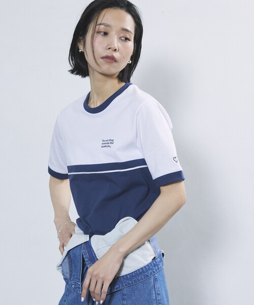 Firsthand(ファーストハンド)の「Firsthand/ファーストハンド オーガニックコットンリンガーカラーブロックTシャツ(Tシャツ/カットソー・レディース・ブラック/グレー/ネイビー・FREE)」の19枚目の写真