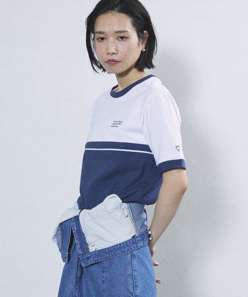 Firsthand(ファーストハンド)の「Firsthand/ファーストハンド オーガニックコットンリンガーカラーブロックTシャツ(Tシャツ/カットソー・レディース・ブラック/グレー/ネイビー・FREE)」の20枚目の写真