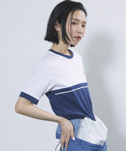 Firsthand(ファーストハンド)の「Firsthand/ファーストハンド オーガニックコットンリンガーカラーブロックTシャツ(Tシャツ/カットソー・レディース・ブラック/グレー/ネイビー・FREE)」の22枚目の写真