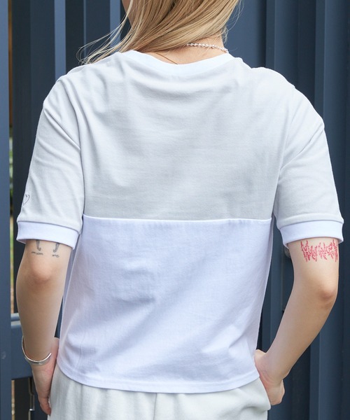 Firsthand(ファーストハンド)の「Firsthand/ファーストハンド オーガニックコットンリンガーカラーブロックTシャツ(Tシャツ/カットソー・レディース・ブラック/グレー/ネイビー・FREE)」の6枚目の写真