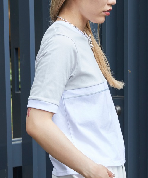 Firsthand(ファーストハンド)の「Firsthand/ファーストハンド オーガニックコットンリンガーカラーブロックTシャツ(Tシャツ/カットソー・レディース・ブラック/グレー/ネイビー・FREE)」の7枚目の写真