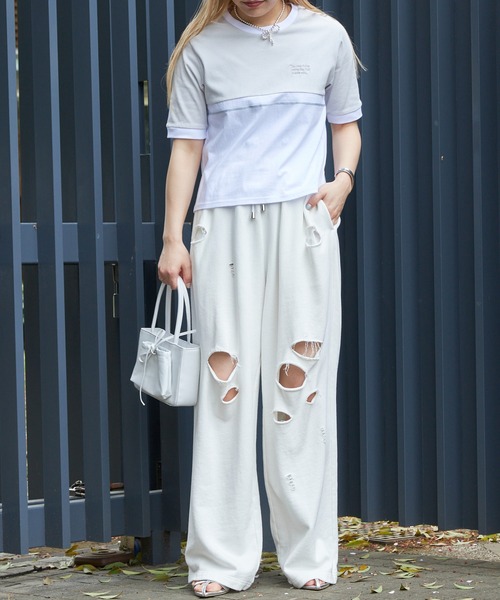 Firsthand(ファーストハンド)の「Firsthand/ファーストハンド オーガニックコットンリンガーカラーブロックTシャツ(Tシャツ/カットソー・レディース・ブラック/グレー/ネイビー・FREE)」の10枚目の写真