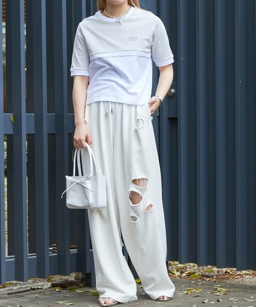 Firsthand(ファーストハンド)の「Firsthand/ファーストハンド オーガニックコットンリンガーカラーブロックTシャツ(Tシャツ/カットソー・レディース・ブラック/グレー/ネイビー・FREE)」の11枚目の写真