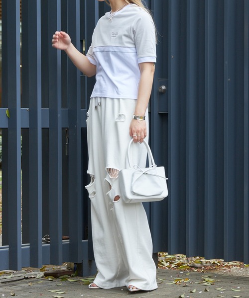 Firsthand(ファーストハンド)の「Firsthand/ファーストハンド オーガニックコットンリンガーカラーブロックTシャツ(Tシャツ/カットソー・レディース・ブラック/グレー/ネイビー・FREE)」の12枚目の写真