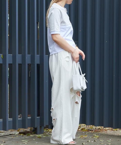 Firsthand(ファーストハンド)の「Firsthand/ファーストハンド オーガニックコットンリンガーカラーブロックTシャツ(Tシャツ/カットソー・レディース・ブラック/グレー/ネイビー・FREE)」の14枚目の写真