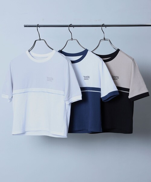 Firsthand(ファーストハンド)の「Firsthand/ファーストハンド オーガニックコットンリンガーカラーブロックTシャツ(Tシャツ/カットソー・レディース・ブラック/グレー/ネイビー・FREE)」の15枚目の写真