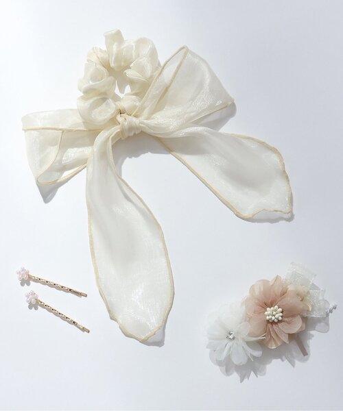 apres les cours（アプレレクール）の「お花ピン・リボンシュシュセット_アプレのはんなり浴衣&甚平（シュシュ・キッズ・アイボリー・FREE）」の5枚目の写真