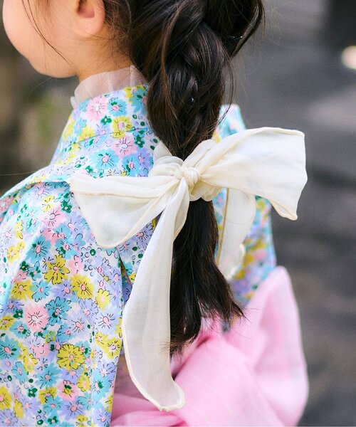 apres les cours（アプレレクール）の「お花ピン・リボンシュシュセット_アプレのはんなり浴衣&甚平（シュシュ・キッズ・アイボリー・FREE）」の6枚目の写真