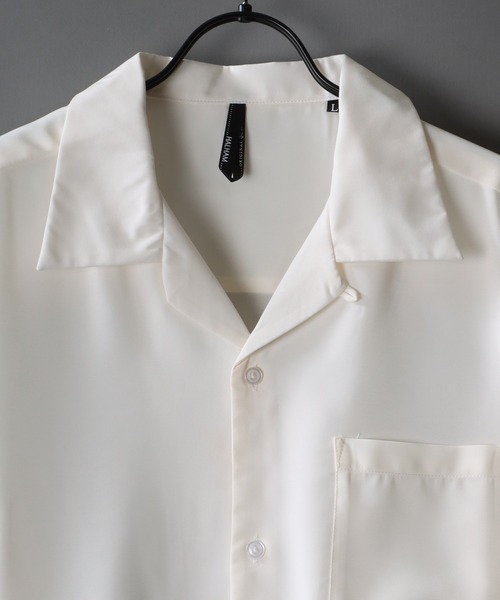 SITRY(シトリー)の「Silky Drape Open Color Shirt/シルキードレープ 半袖 オープンカラーシャツ レディース メンズ(シャツ/ブラウス・メンズ・グレイッシュベージュ/ブラック/モカ/ホワイト/グリーン/サックスブルー・XL/L/M)」の7枚目の写真