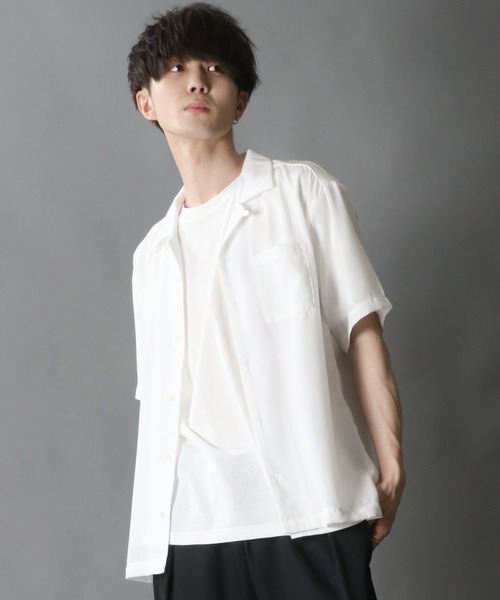 SITRY(シトリー)の「Silky Drape Open Color Shirt/シルキードレープ 半袖 オープンカラーシャツ レディース メンズ(シャツ/ブラウス・メンズ・グレイッシュベージュ/ブラック/モカ/ホワイト/グリーン/サックスブルー・XL/L/M)」の17枚目の写真