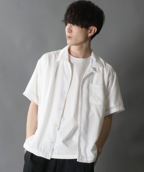 SITRY(シトリー)の「Silky Drape Open Color Shirt/シルキードレープ 半袖 オープンカラーシャツ レディース メンズ(シャツ/ブラウス・メンズ・グレイッシュベージュ/ブラック/モカ/ホワイト/グリーン/サックスブルー・XL/L/M)」の18枚目の写真