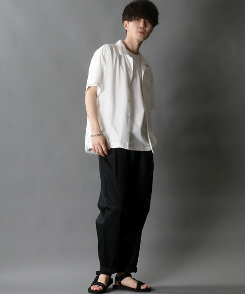 SITRY(シトリー)の「Silky Drape Open Color Shirt/シルキードレープ 半袖 オープンカラーシャツ レディース メンズ(シャツ/ブラウス・メンズ・グレイッシュベージュ/ブラック/モカ/ホワイト/グリーン/サックスブルー・XL/L/M)」の19枚目の写真