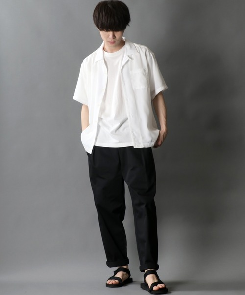SITRY(シトリー)の「Silky Drape Open Color Shirt/シルキードレープ 半袖 オープンカラーシャツ レディース メンズ(シャツ/ブラウス・メンズ・グレイッシュベージュ/ブラック/モカ/ホワイト/グリーン/サックスブルー・XL/L/M)」の20枚目の写真