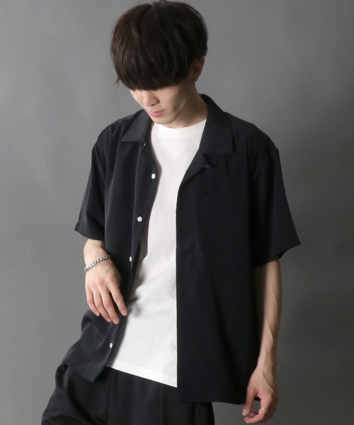 SITRY(シトリー)の「Silky Drape Open Color Shirt/シルキードレープ 半袖 オープンカラーシャツ レディース メンズ(シャツ/ブラウス・メンズ・グレイッシュベージュ/ブラック/モカ/ホワイト/グリーン/サックスブルー・XL/L/M)」の21枚目の写真