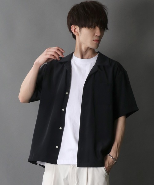 SITRY(シトリー)の「Silky Drape Open Color Shirt/シルキードレープ 半袖 オープンカラーシャツ レディース メンズ(シャツ/ブラウス・メンズ・グレイッシュベージュ/ブラック/モカ/ホワイト/グリーン/サックスブルー・XL/L/M)」の22枚目の写真