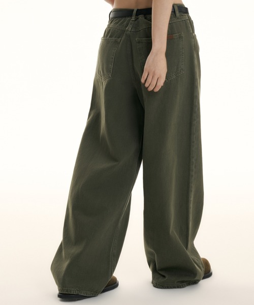 TGNS（ツーガンズ）の「ストリートファッション TGNS ツーガンズ Clean Casual Basic Jeans カジュアルパンツ デニムパンツ ジーンズ ジーパン ベーシックパンツ ワイドパンツ ワイドデニムパンツ オーバーサイズ 長ズボン ストリートブランド Y2K（デニムパンツ・メンズ・ダークグリーン/グレー・S/M）」の8枚目の写真