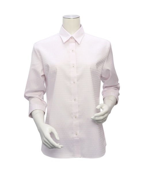 TOKYO SHIRTS（トウキョウシャツ）の「超形態安定ノーアイロン レギュラー 7分袖ビジネスワイシャツ（ビジネスシャツ・レディース・ピンク・XL/LL/L/M/S）」の2枚目の写真