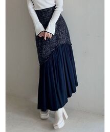 MERCURYDUO | 異素材ツイードマーメイドフレアスカート(スカート)