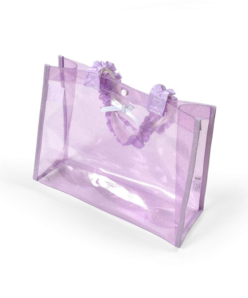 SLAP SLIP（スラップスリップ）の「恐竜プリントフリル持ち手リボン付きキラキラスイムバッグ（スイムグッズ・キッズ・ネイビー/パープル系その他/グリーン/ホワイト系その他2・FREE）」の2枚目の写真