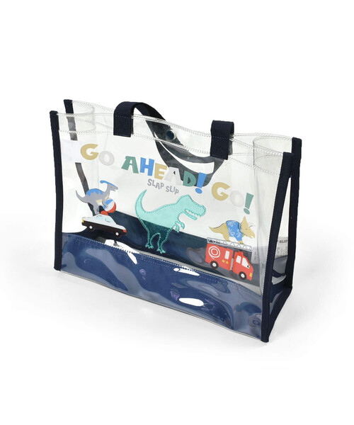 SLAP SLIP（スラップスリップ）の「恐竜プリントフリル持ち手リボン付きキラキラスイムバッグ（スイムグッズ・キッズ・ネイビー/パープル系その他/グリーン/ホワイト系その他2・FREE）」の7枚目の写真