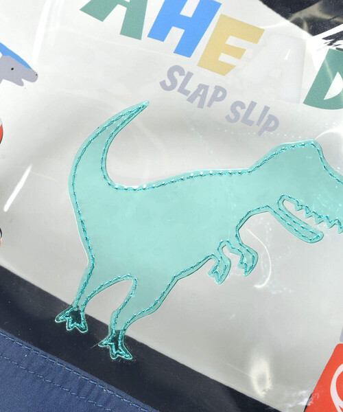 SLAP SLIP（スラップスリップ）の「恐竜プリントフリル持ち手リボン付きキラキラスイムバッグ（スイムグッズ・キッズ・ネイビー/パープル系その他/グリーン/ホワイト系その他2・FREE）」の9枚目の写真