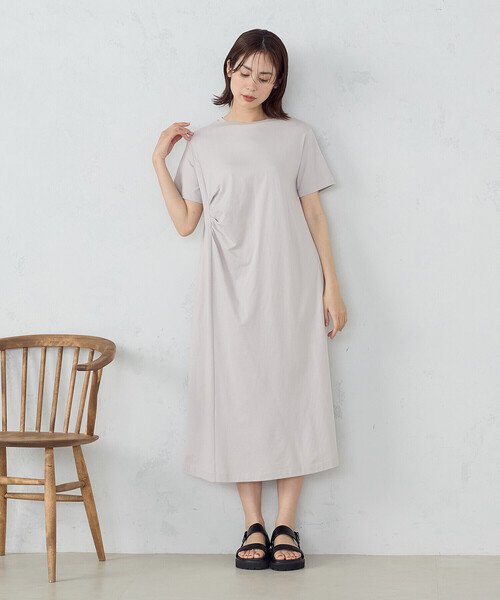 COMME CA ISM(コムサイズム)の「綿100% アシンメトリーデザイン Tワンピース(ワンピース・レディース・モカ/ライトグレー/ターコイズブルー/ブラック・MEDIUM/LARGE)」の15枚目の写真