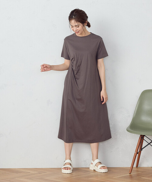 COMME CA ISM(コムサイズム)の「綿100% アシンメトリーデザイン Tワンピース(ワンピース・レディース・モカ/ライトグレー/ターコイズブルー/ブラック・MEDIUM/LARGE)」の20枚目の写真