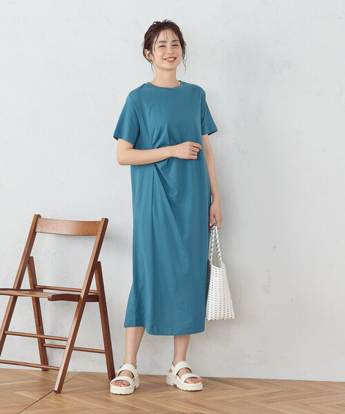 COMME CA ISM(コムサイズム)の「綿100% アシンメトリーデザイン Tワンピース(ワンピース・レディース・モカ/ライトグレー/ターコイズブルー/ブラック・MEDIUM/LARGE)」の11枚目の写真