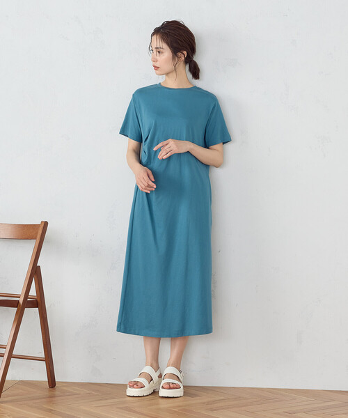 COMME CA ISM(コムサイズム)の「綿100% アシンメトリーデザイン Tワンピース(ワンピース・レディース・モカ/ライトグレー/ターコイズブルー/ブラック・MEDIUM/LARGE)」の13枚目の写真