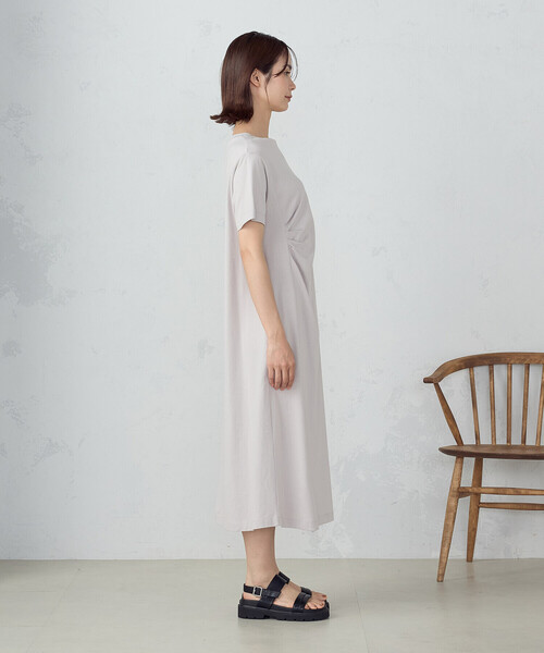 COMME CA ISM(コムサイズム)の「綿100% アシンメトリーデザイン Tワンピース(ワンピース・レディース・モカ/ライトグレー/ターコイズブルー/ブラック・MEDIUM/LARGE)」の5枚目の写真