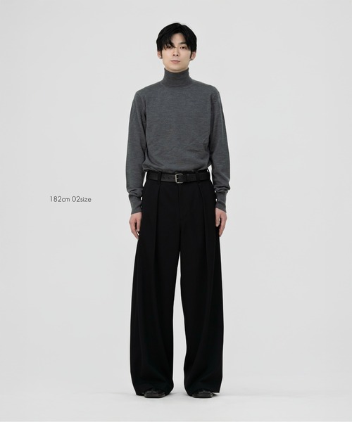 LAPIIS WOOL GABARDINE  ワイドパンツ 02 LAPIIS WOOL GABARDINE ワイドパンツ 02 LAPIIS WOOL GABARDINE