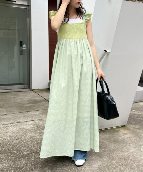 HELLO.SANFRANCISCO(ハローサンフランシスコ)の「【HELLO.SANFRANCISCO】シアーチェックフリルキャミワンピ(ワンピース・レディース・ピンク/サックスブルー/ブラック・ONE SIZE)」の2枚目の写真