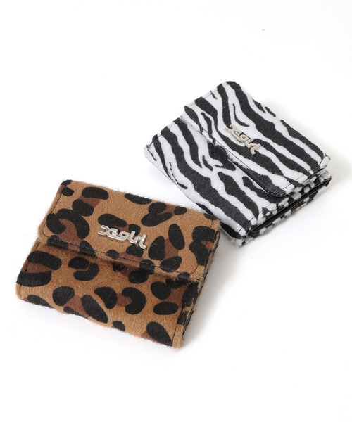 X-girl(エックスガール)の「ANIMAL PRINTED MINI WALLET(財布・レディース・ホワイト/ベージュ・ONE SIZE)」の3枚目の写真