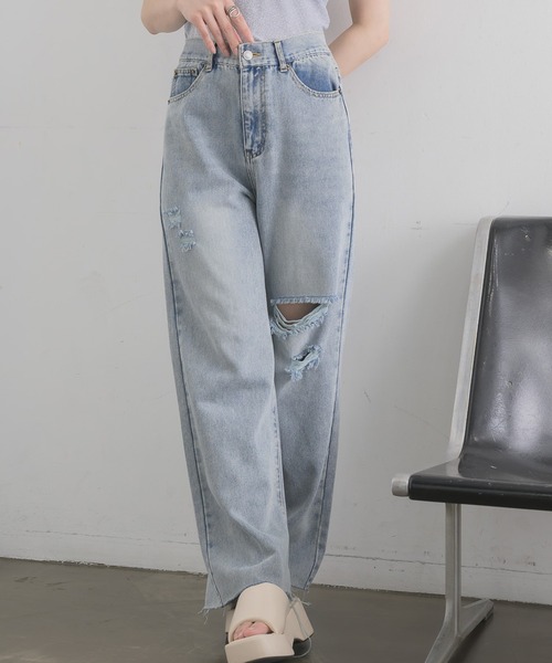 RETRO GIRL(レトロガール)の「アソートデニムPT(デニムパンツ・レディース・ケミカルウォッシュ/ダークブルー/ブルー系その他5/ブラック・FREE)」の3枚目の写真