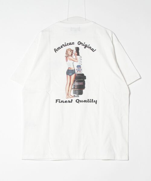 schott（ショット）の「SCHOTT-T-SHIRT PLUG ADVERTISING（Tシャツ/カットソー・メンズ・ホワイト/ブラック・M/L/XL）」の12枚目の写真