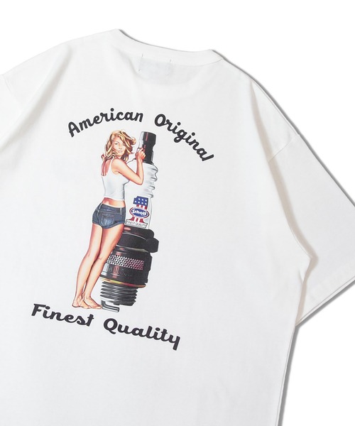 schott（ショット）の「SCHOTT-T-SHIRT PLUG ADVERTISING（Tシャツ/カットソー・メンズ・ホワイト/ブラック・M/L/XL）」の2枚目の写真