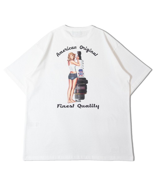 schott（ショット）の「SCHOTT-T-SHIRT PLUG ADVERTISING（Tシャツ/カットソー・メンズ・ホワイト/ブラック・M/L/XL）」の4枚目の写真