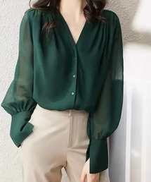 シフォンブラウス 通勤シースルートップス